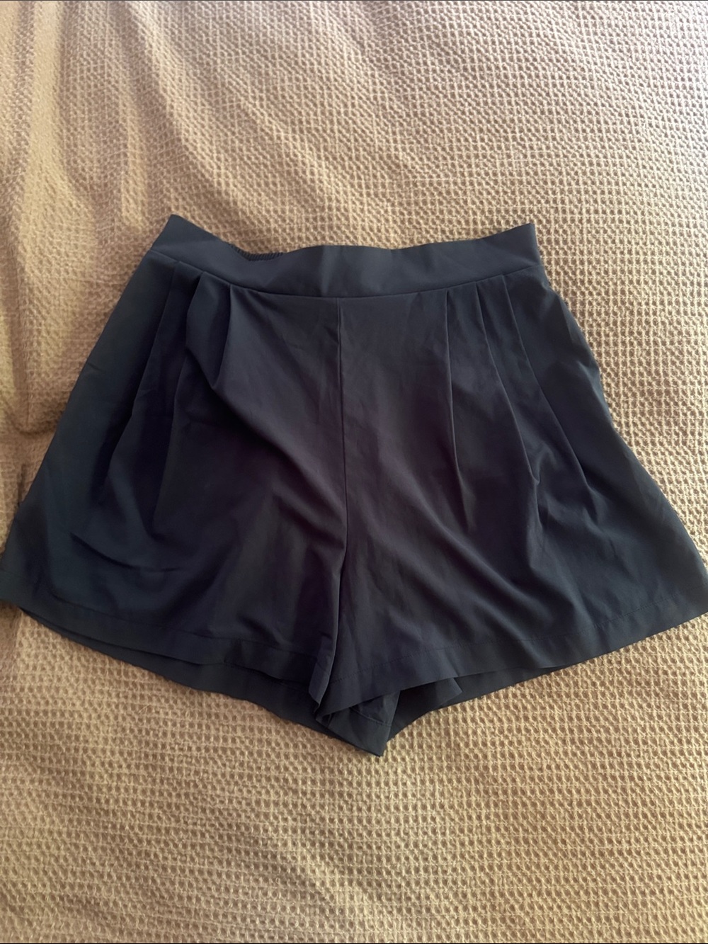 High-Rise Dark Grey Pleated Women's Shorts